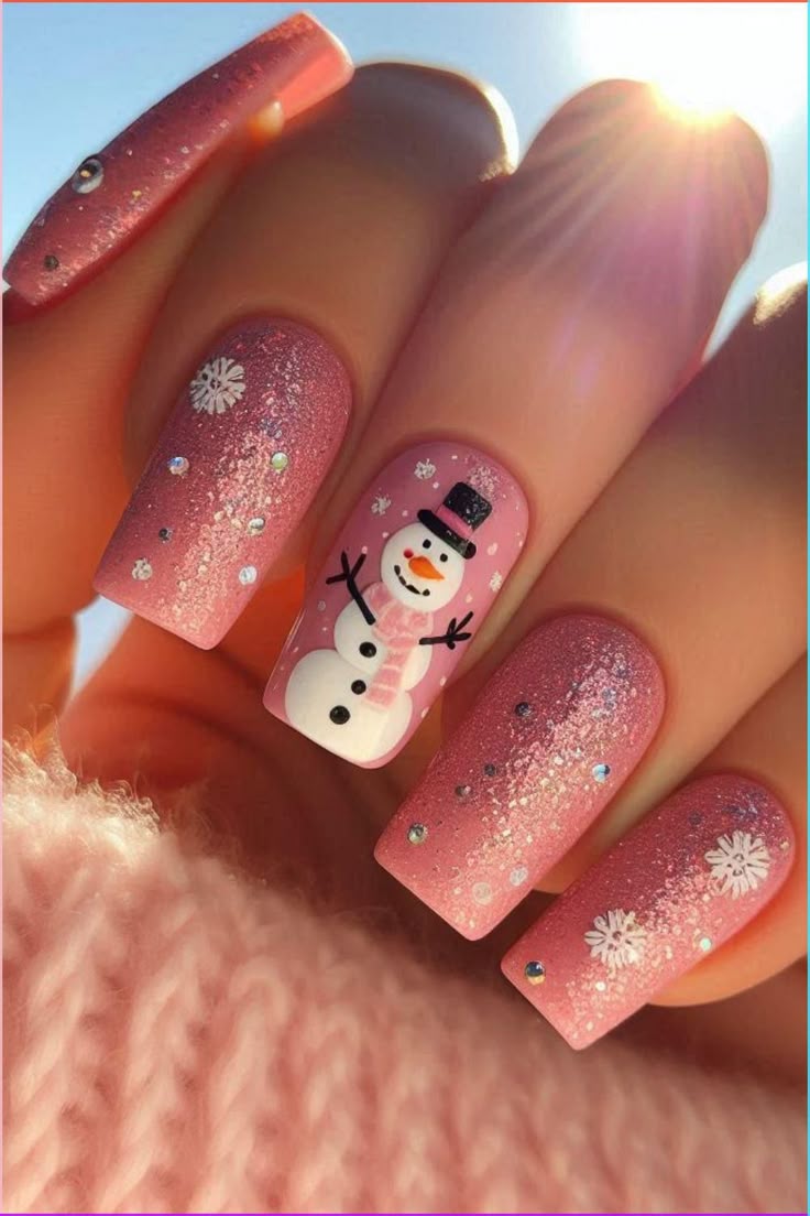 21 Stunning Pink Christmas Nail Ideas to Try This Holiday Season 6 21 Stunning Pink Christmas Nail Ideas to Try This Holiday Season