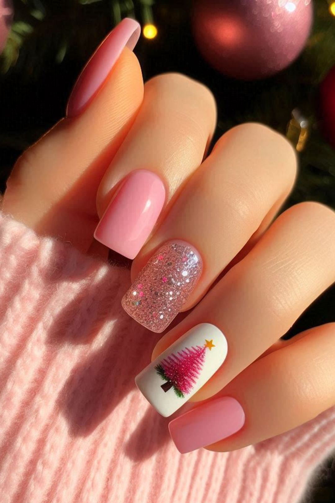 21 Stunning Pink Christmas Nail Ideas to Try This Holiday Season 8 21 Stunning Pink Christmas Nail Ideas to Try This Holiday Season