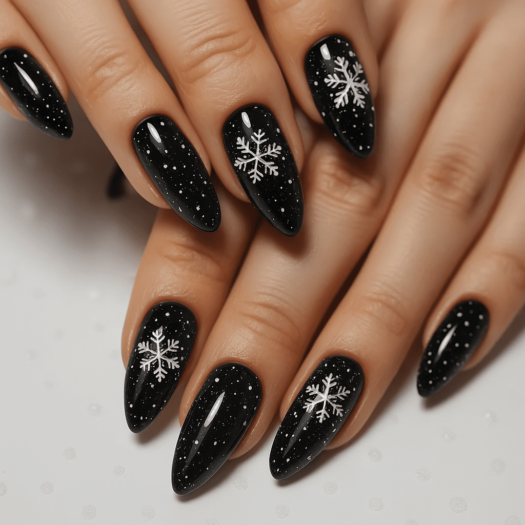 27 Elegant Black Christmas Nail Ideas for a Classy Holiday Look