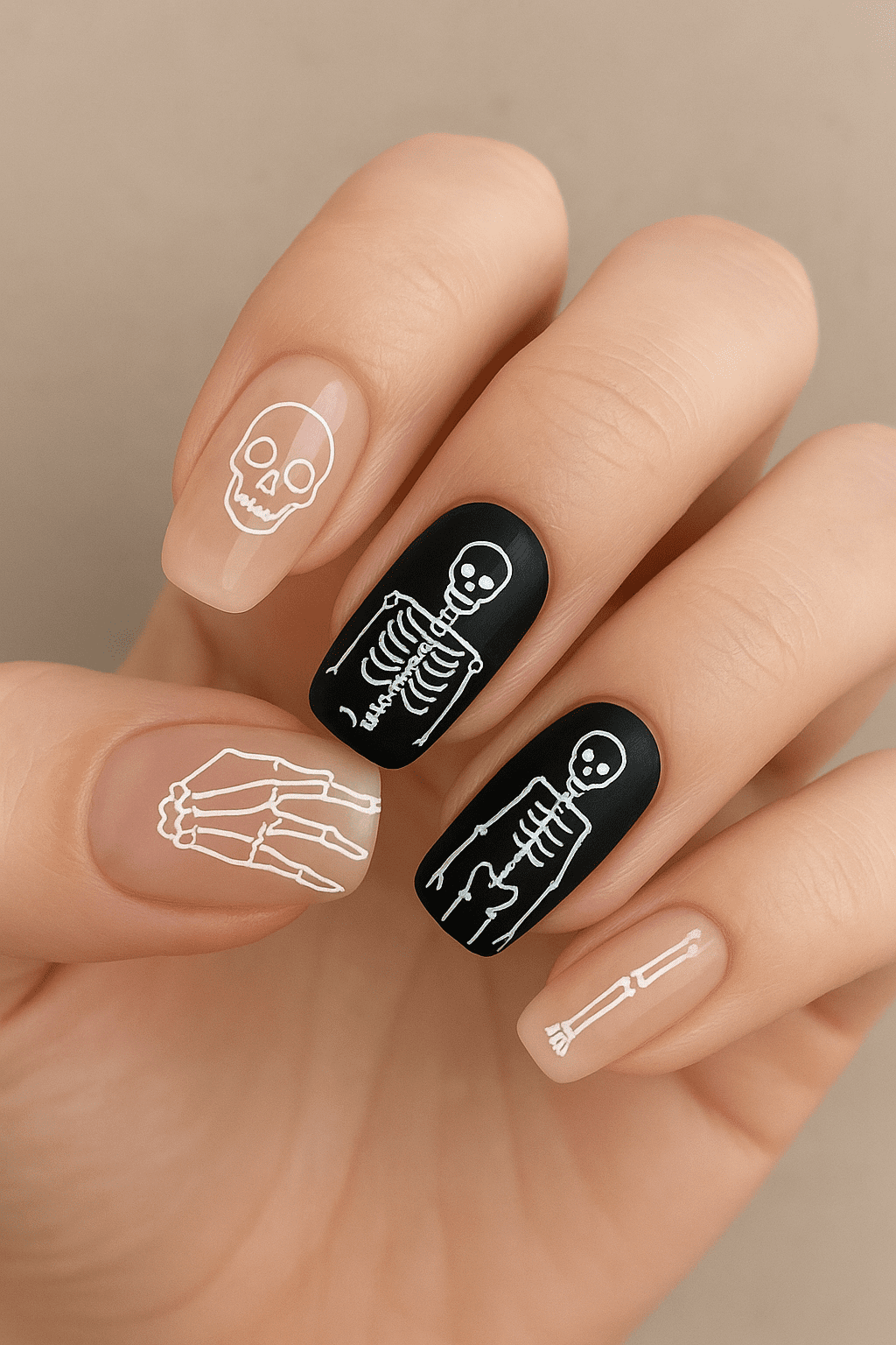 13 Skull & Skeleton Halloween Nails for a Hauntingly Chic Vibe