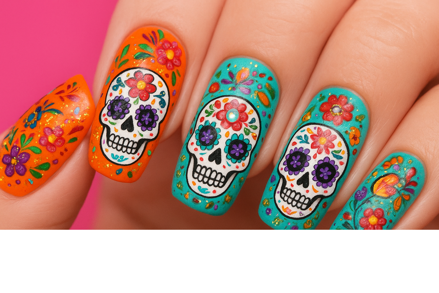 13 Skull & Skeleton Halloween Nails for a Hauntingly Chic Vibe