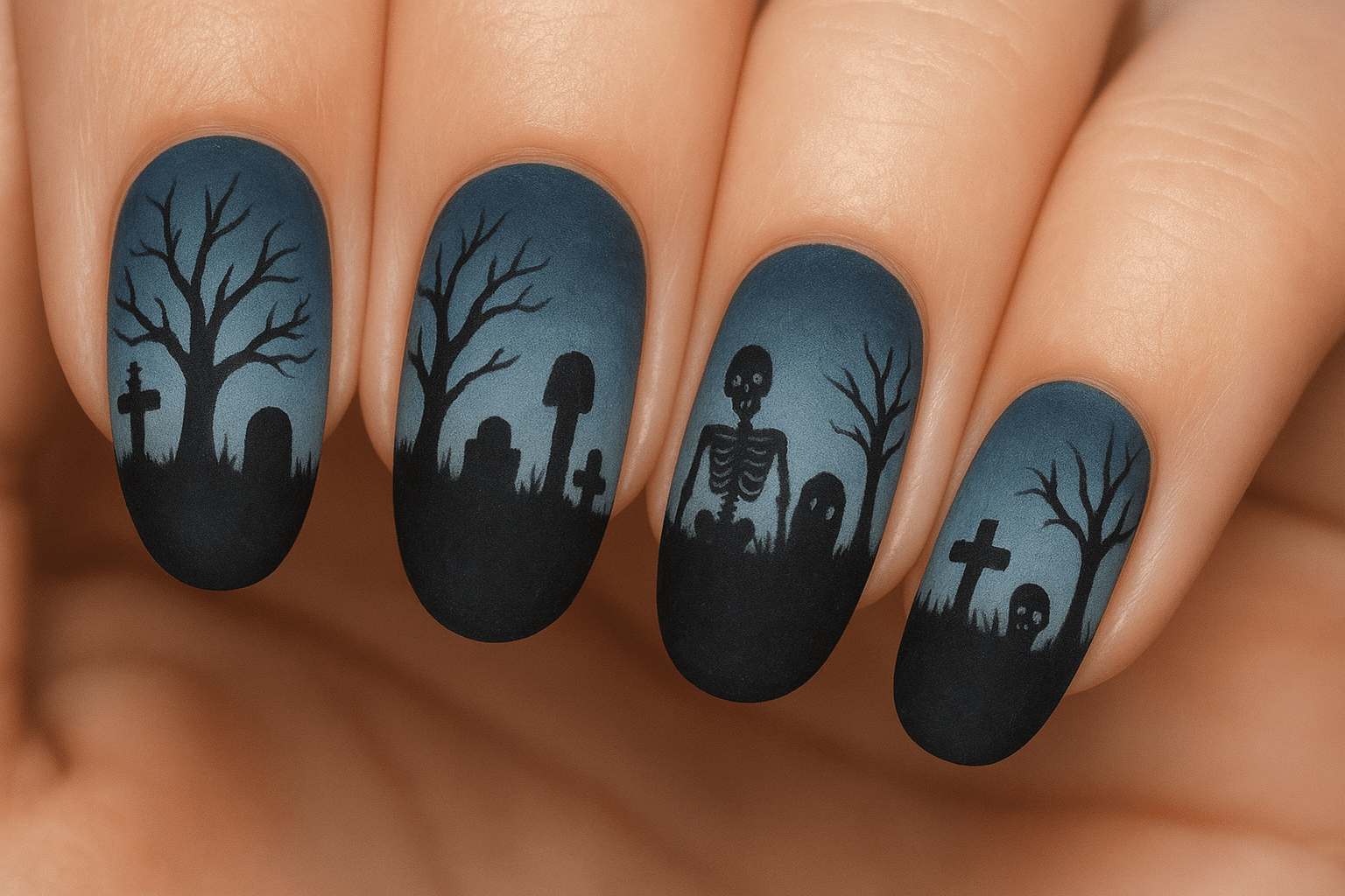 13 Skull & Skeleton Halloween Nails for a Hauntingly Chic Vibe