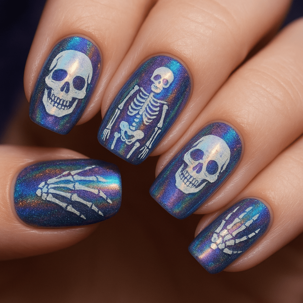 13 Skull & Skeleton Halloween Nails for a Hauntingly Chic Vibe