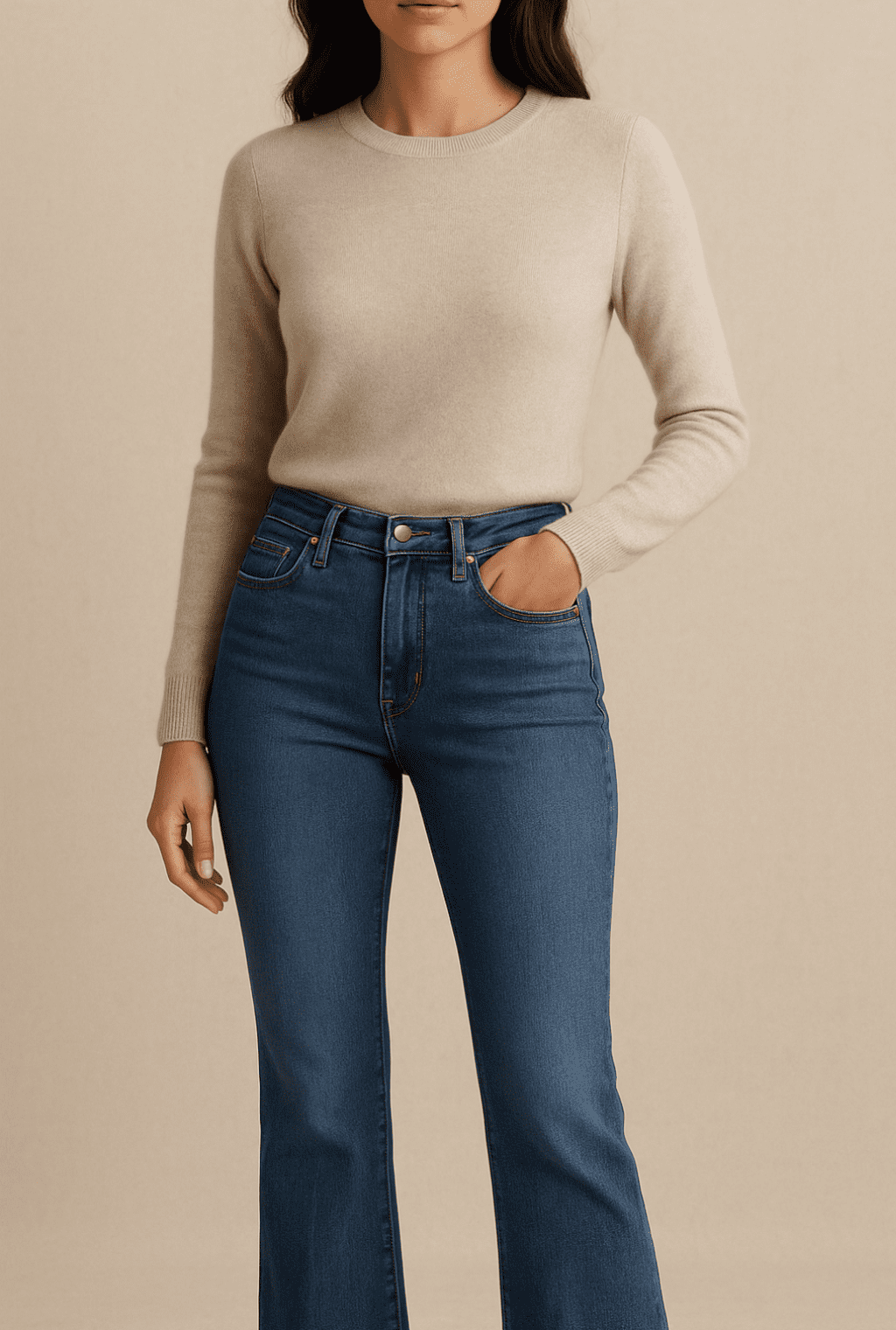 Cashmere Crew & Bootcut Jeans