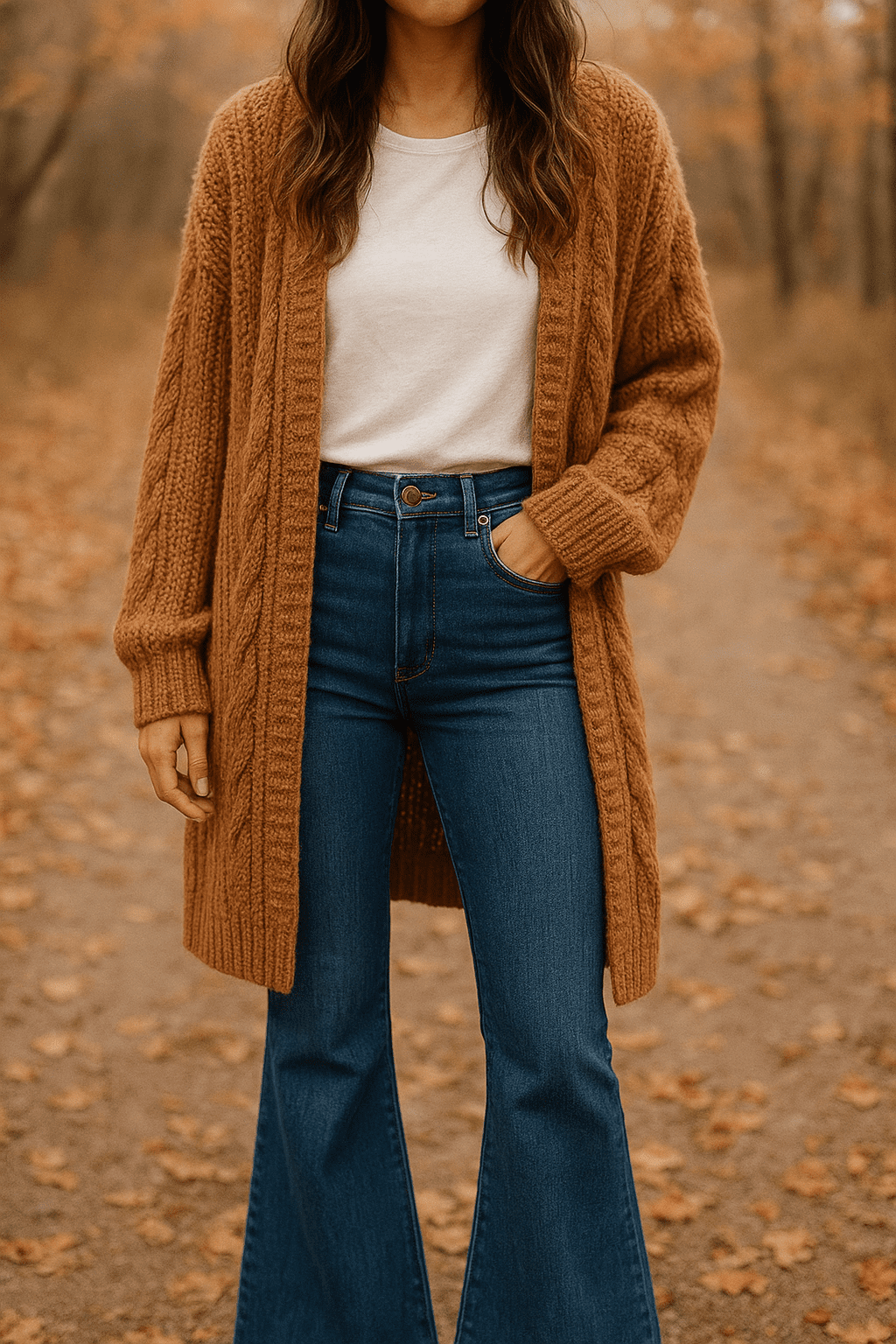 Cardigan & Flare Jeans