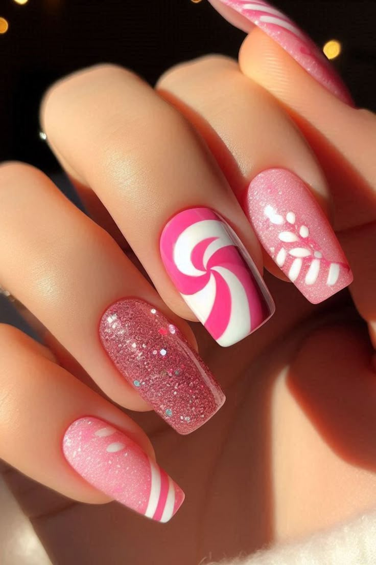 21 Stunning Pink Christmas Nail Ideas to Try This Holiday Season 16 21 Stunning Pink Christmas Nail Ideas to Try This Holiday Season