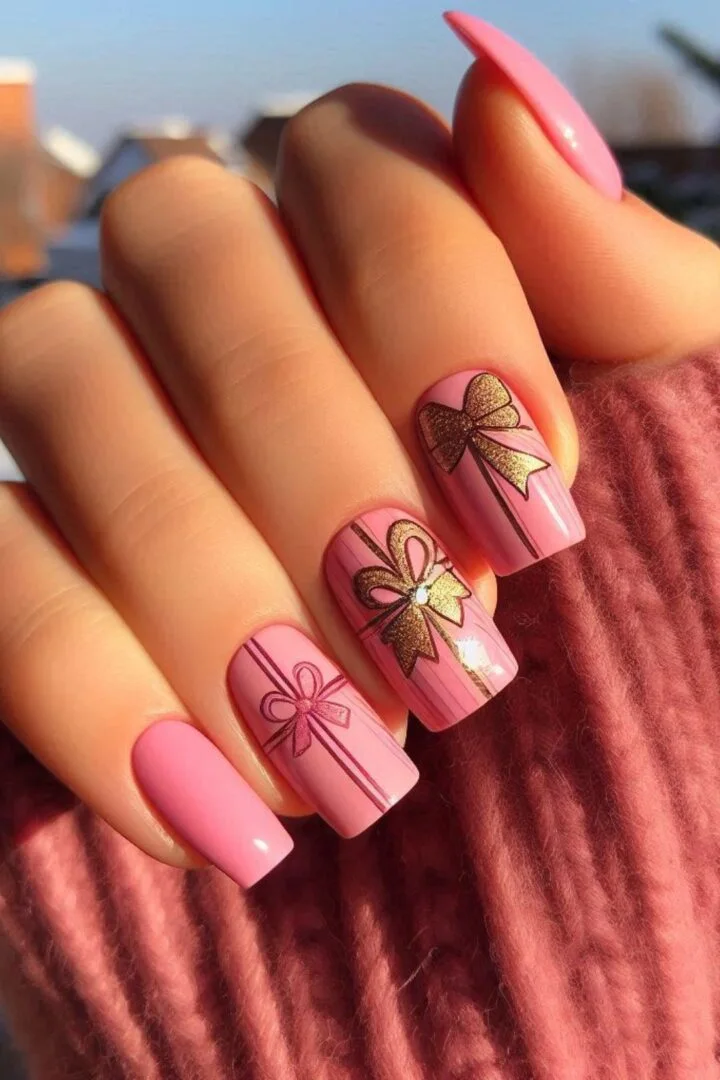 21 Stunning Pink Christmas Nail Ideas to Try This Holiday Season 15 21 Stunning Pink Christmas Nail Ideas to Try This Holiday Season