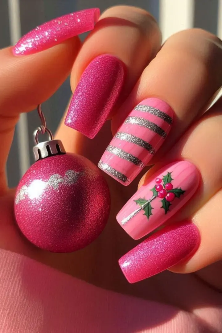 21 Stunning Pink Christmas Nail Ideas to Try This Holiday Season 21 21 Stunning Pink Christmas Nail Ideas to Try This Holiday Season