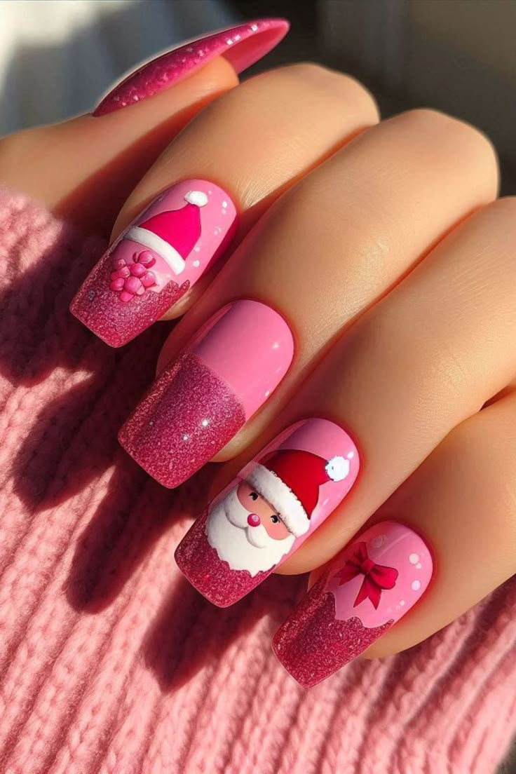 21 Stunning Pink Christmas Nail Ideas to Try This Holiday Season 5 21 Stunning Pink Christmas Nail Ideas to Try This Holiday Season