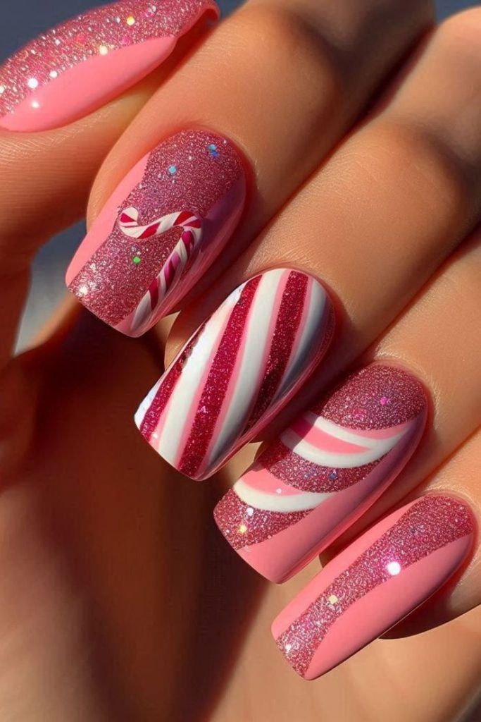 21 Stunning Pink Christmas Nail Ideas to Try This Holiday Season 2 21 Stunning Pink Christmas Nail Ideas to Try This Holiday Season
