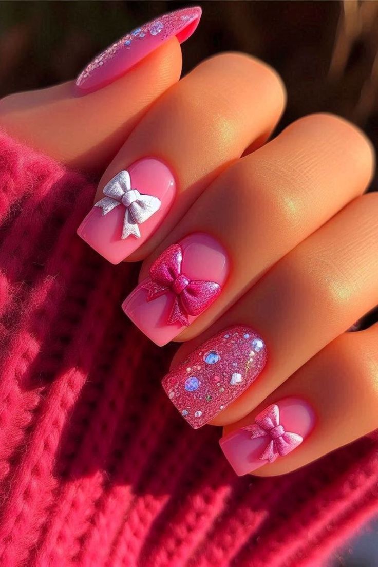 21 Stunning Pink Christmas Nail Ideas to Try This Holiday Season 13 21 Stunning Pink Christmas Nail Ideas to Try This Holiday Season