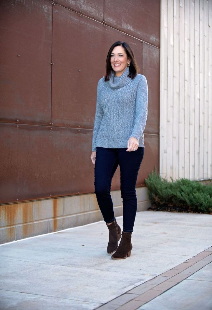 Turtleneck Sweater + Dark Wash Jeans