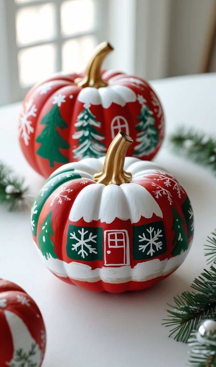 Christmas Pumpkin Painting Ideas: 25+ Stylish Ways to Give Your Pumpkins a Holiday Glow