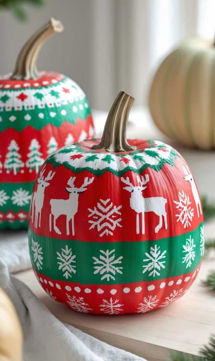 Christmas Pumpkin Painting Ideas: 25+ Stylish Ways to Give Your Pumpkins a Holiday Glow