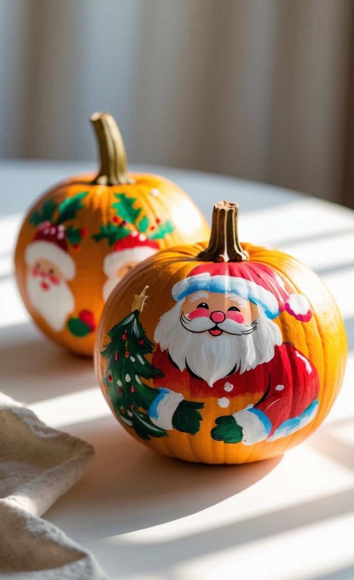 Christmas Pumpkin Painting Ideas: 25+ Stylish Ways to Give Your Pumpkins a Holiday Glow