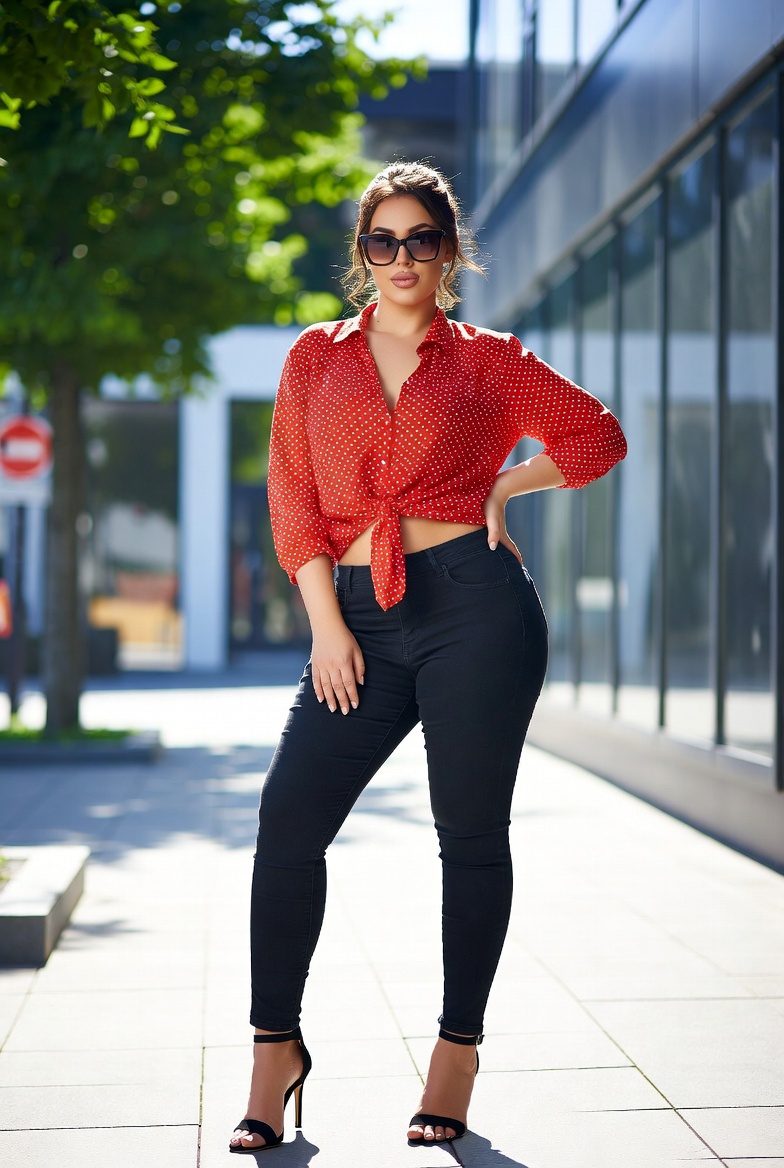 Polka Dot Blouse With Jeans Outfit: 20 Chic & Modern Ways to Style This Classic Combo