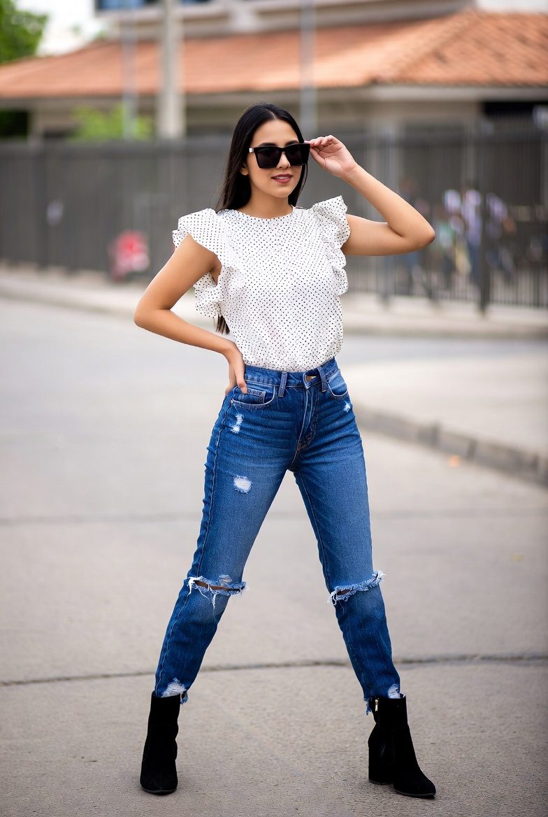 Polka Dot Blouse With Jeans Outfit: 20 Chic & Modern Ways to Style This Classic Combo
