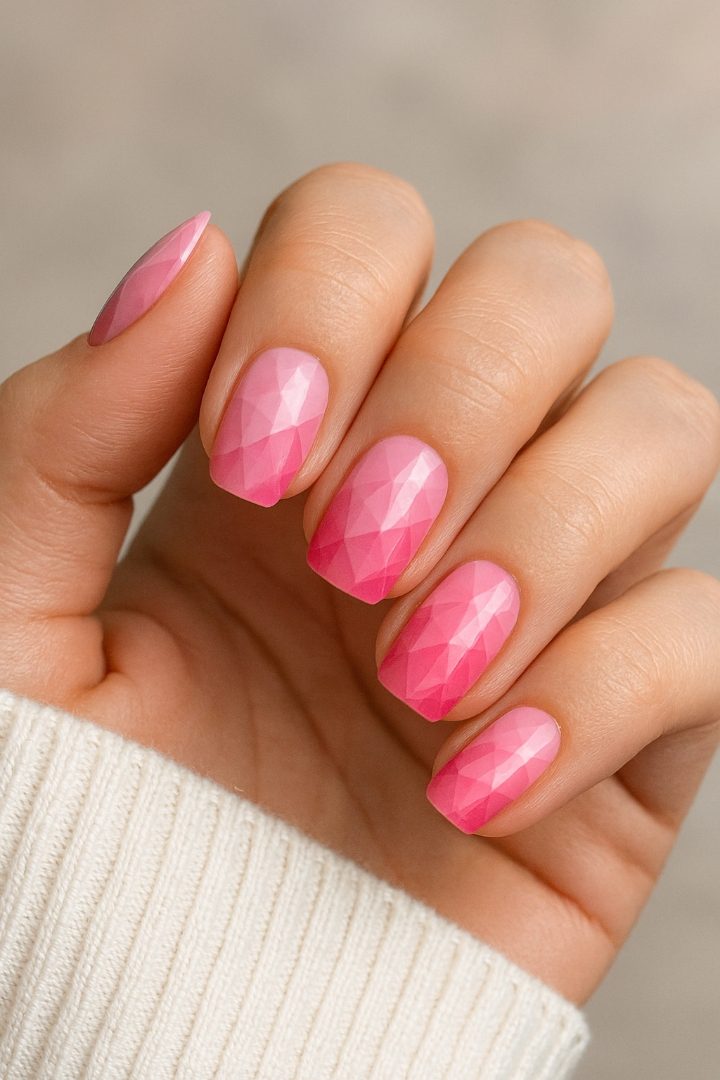 Geometric Valentine Nails: 21 Stylish Nail Ideas for a Modern Valentine Look