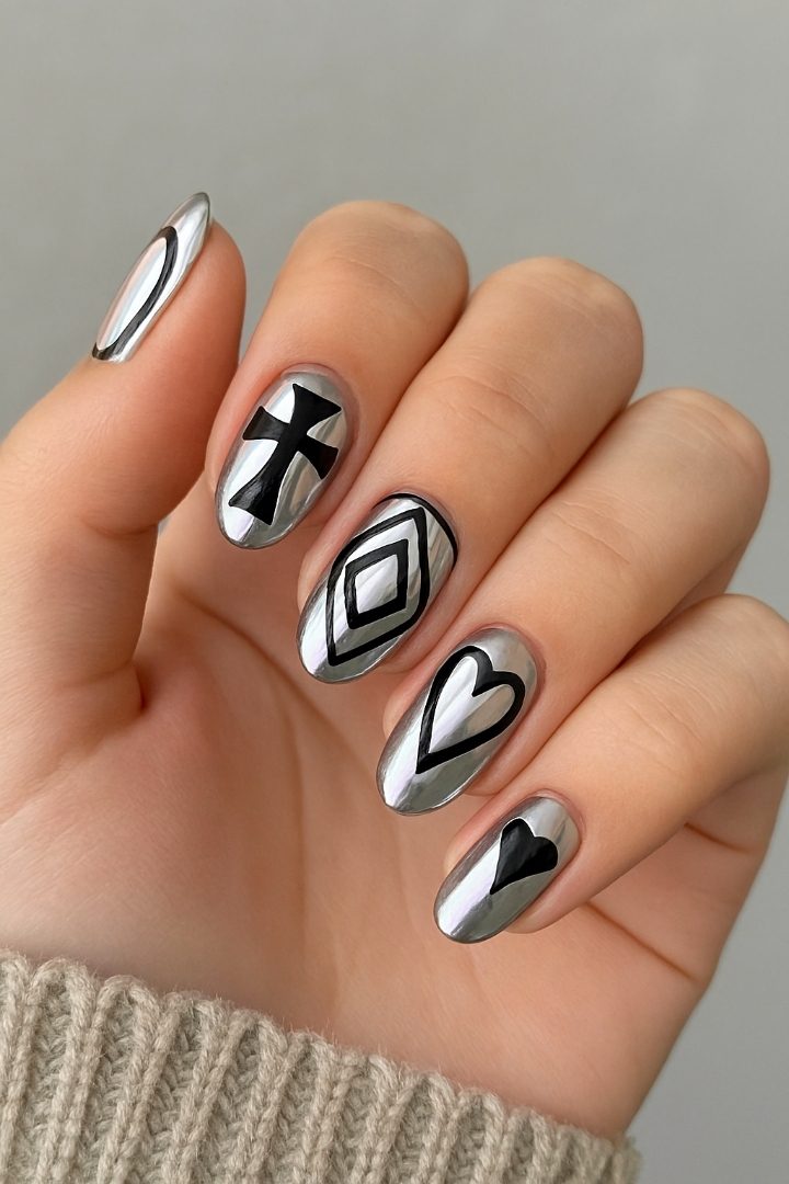 Geometric Valentine Nails: 21 Stylish Nail Ideas for a Modern Valentine Look