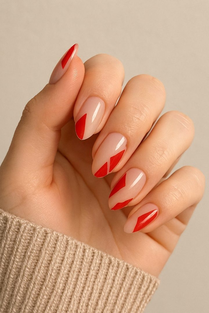 Geometric Valentine Nails: 21 Stylish Nail Ideas for a Modern Valentine Look