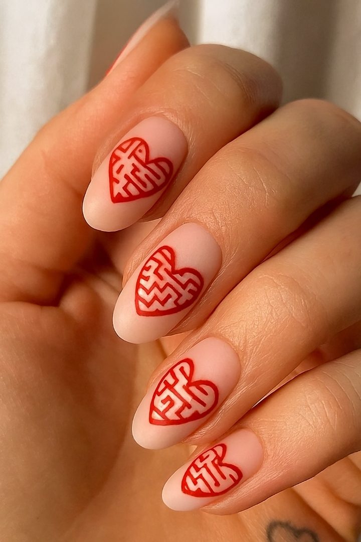 Geometric Valentine Nails: 21 Stylish Nail Ideas for a Modern Valentine Look