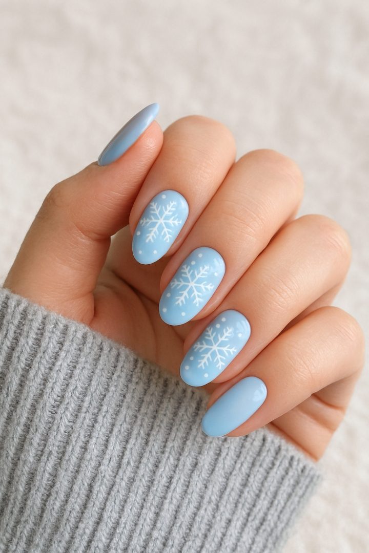 21 Cute Snowflake Nail Designs for a Magical Winter Look
