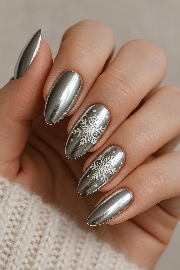 21 Cute Snowflake Nail Designs for a Magical Winter Look