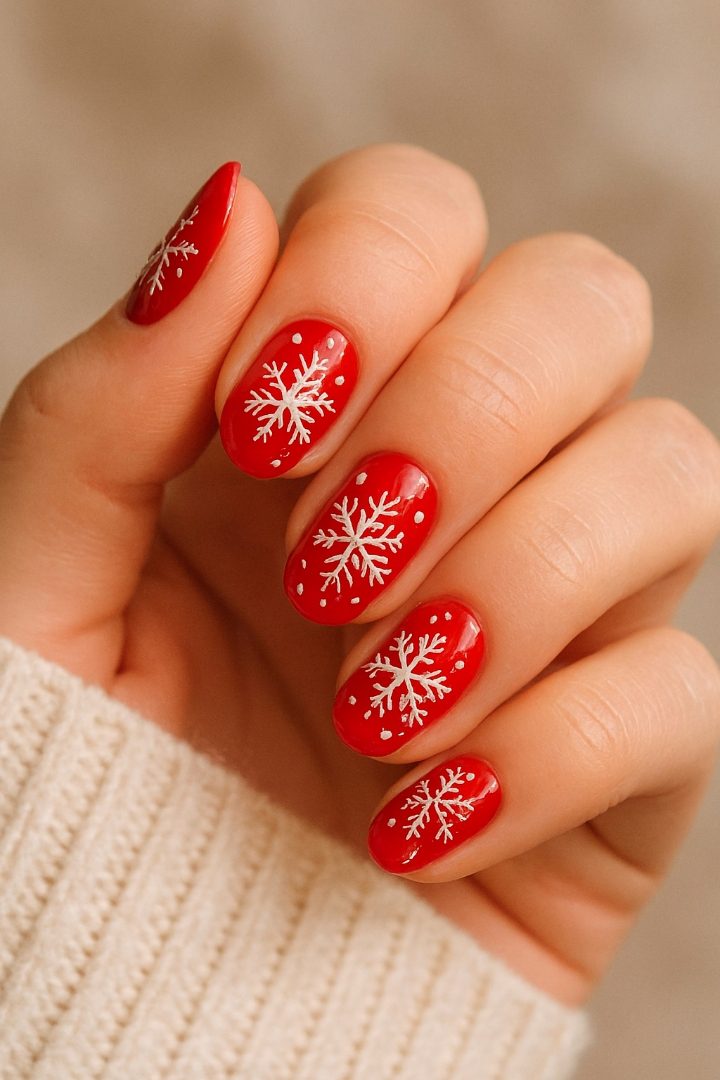21 Cute Snowflake Nail Designs for a Magical Winter Look
