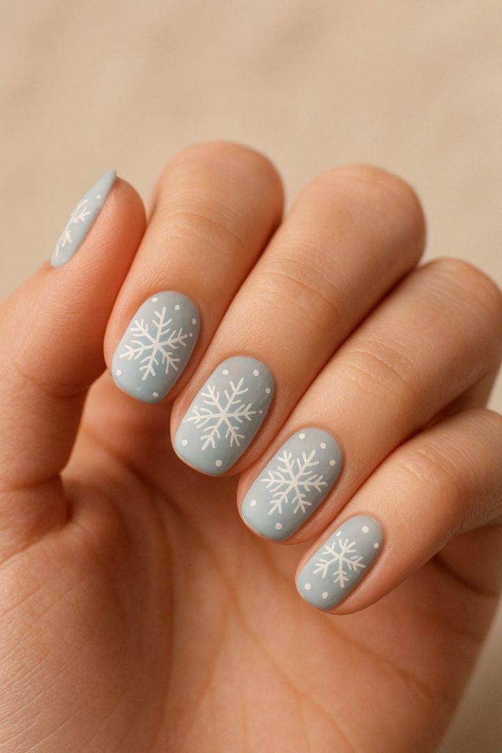 21 Cute Snowflake Nail Designs for a Magical Winter Look