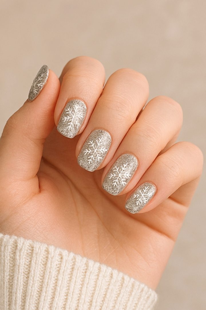 21 Cute Snowflake Nail Designs for a Magical Winter Look