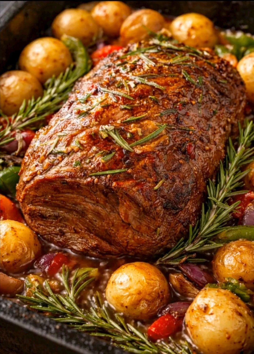 Herb-Roasted Beef with Potatoes and Peppers (Easy Oven Roast Dinner)
