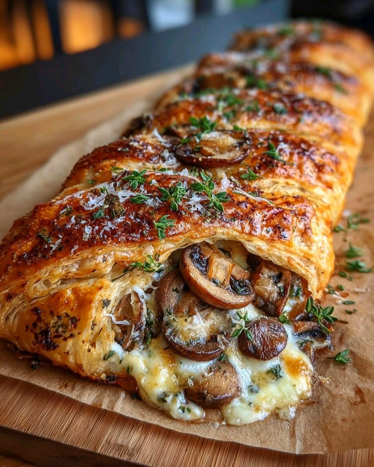 Savory Mushroom & Gruyère Puff Pastry Braid (Crispy & Creamy)
