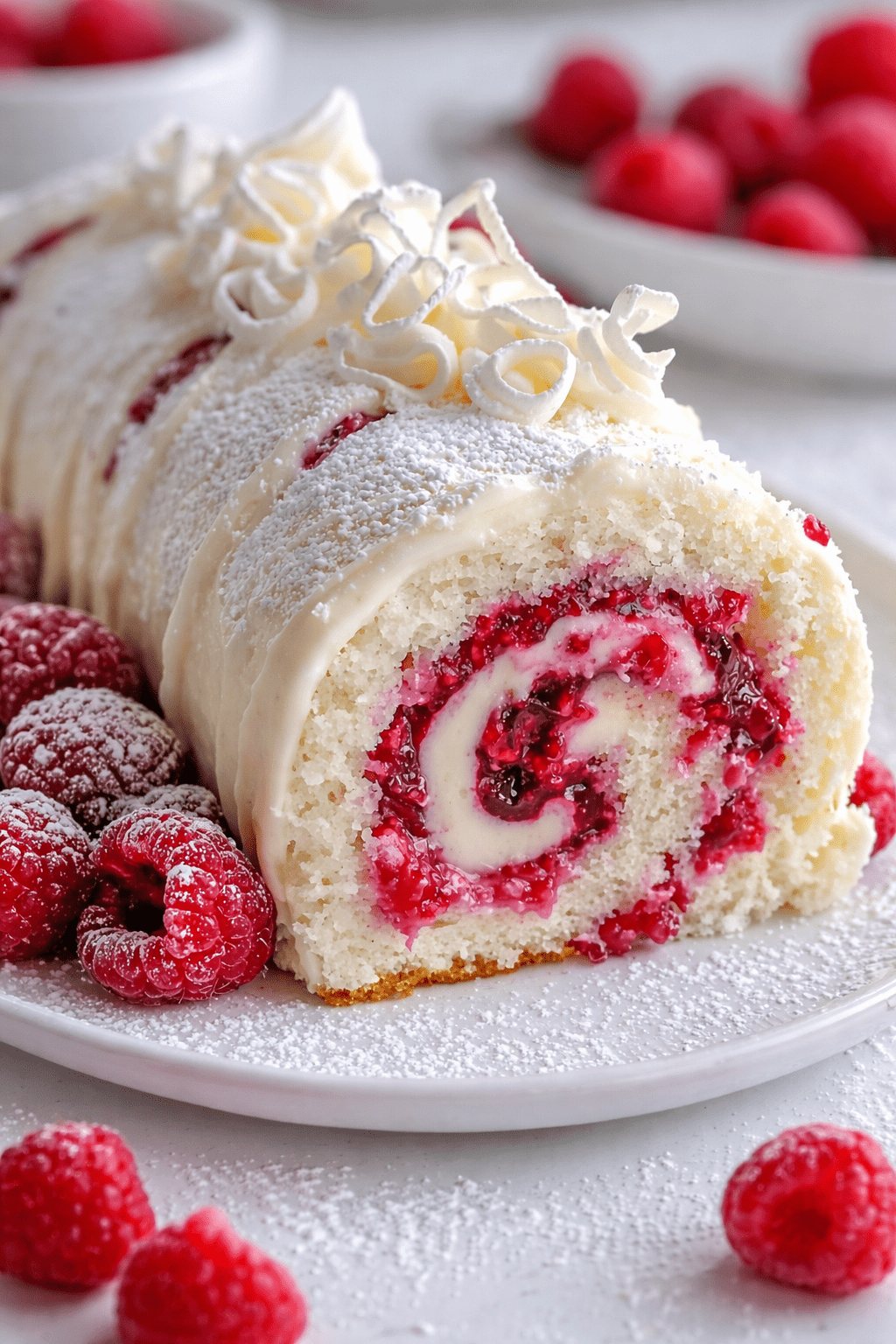 White Chocolate Raspberry Swiss Roll