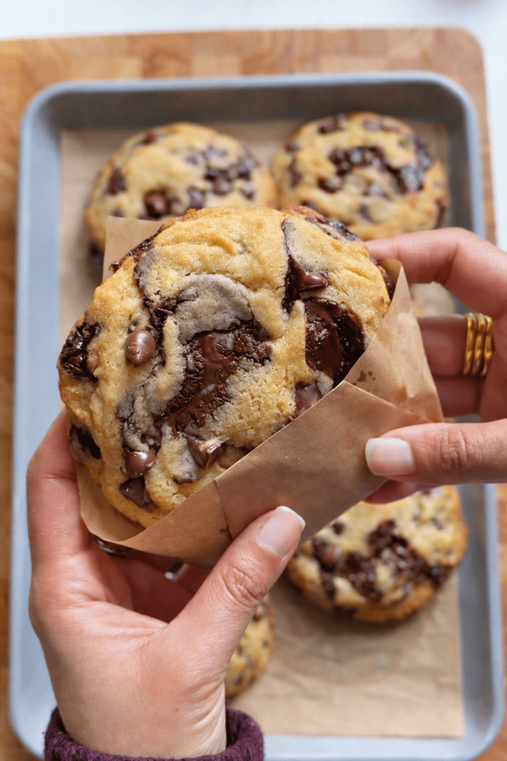 Thick & Gooey Bakery-Style Chocolate Chip Cookies