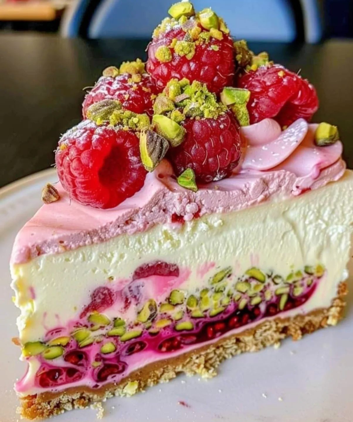 Raspberry Pistachio Cheesecake Delight (No-Bake, Creamy & Elegant)