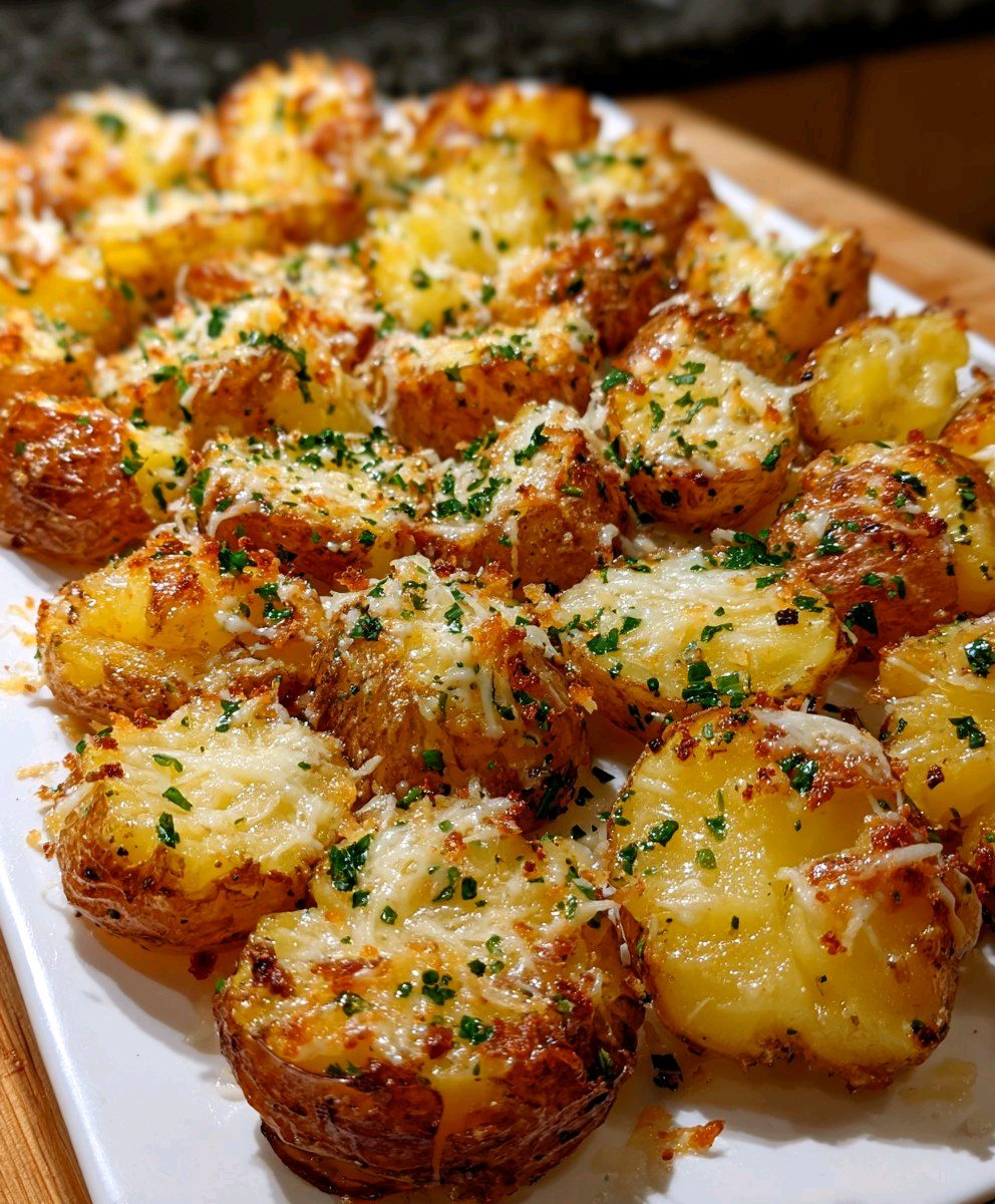 Garlic Parmesan Smashed Potatoes recipe 