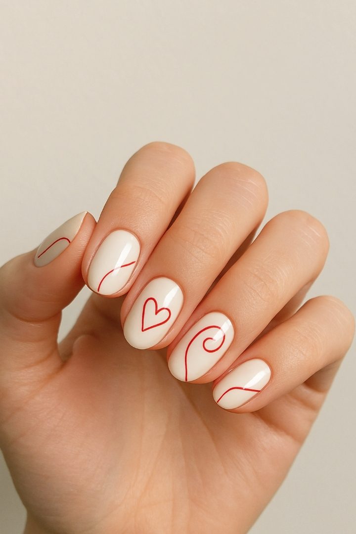 18 Simple Red and White Valentine Nail Designs That Are Sweet & Stylish