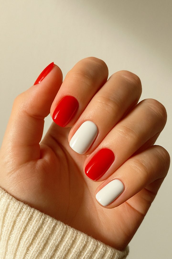 18 Simple Red and White Valentine Nail Designs That Are Sweet & Stylish