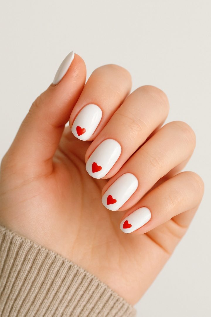 18 Simple Red and White Valentine Nail Designs That Are Sweet & Stylish