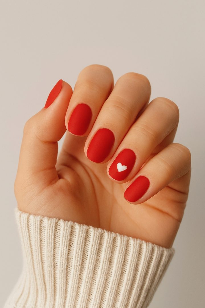 18 Simple Red and White Valentine Nail Designs That Are Sweet & Stylish