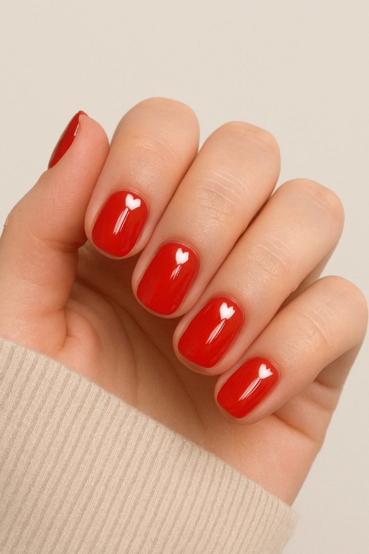 18 Simple Red and White Valentine Nail Designs That Are Sweet & Stylish
