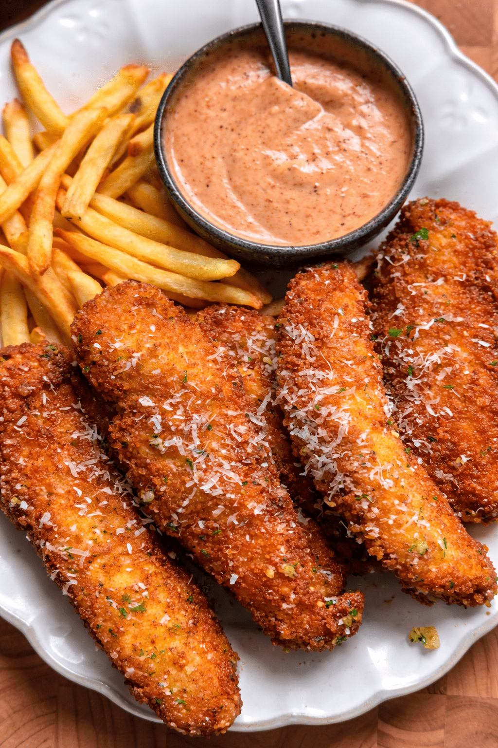 Crispy Garlic Parmesan Chicken Strips recipe 