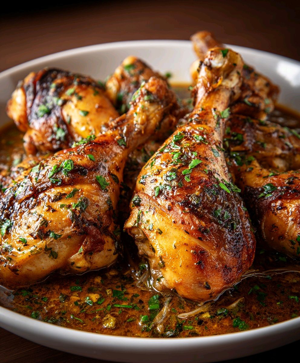 Smothered Garlic Chicken Drumsticks recipe 