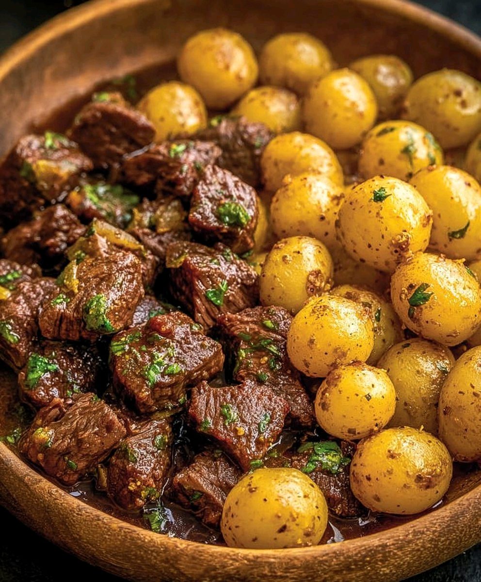 Garlic Butter Beef and Baby Potatoes recipe 