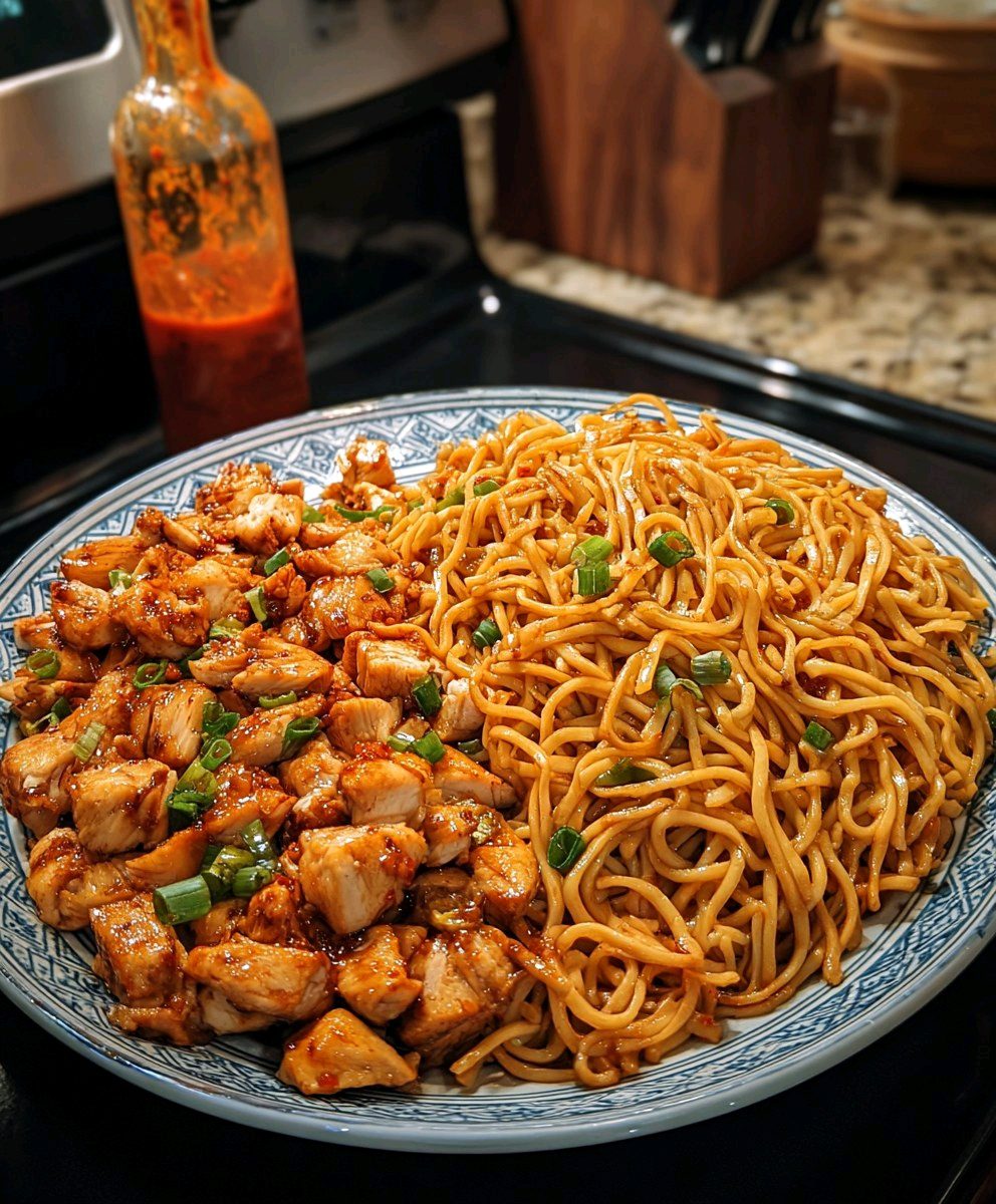 Spicy Garlic Chicken Noodles recipe 