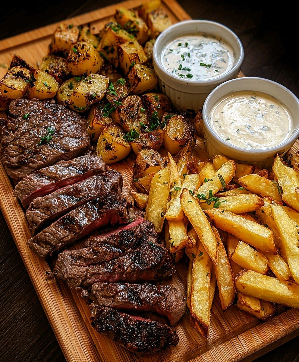 Steak & Garlic Herb Fries Board recipe 