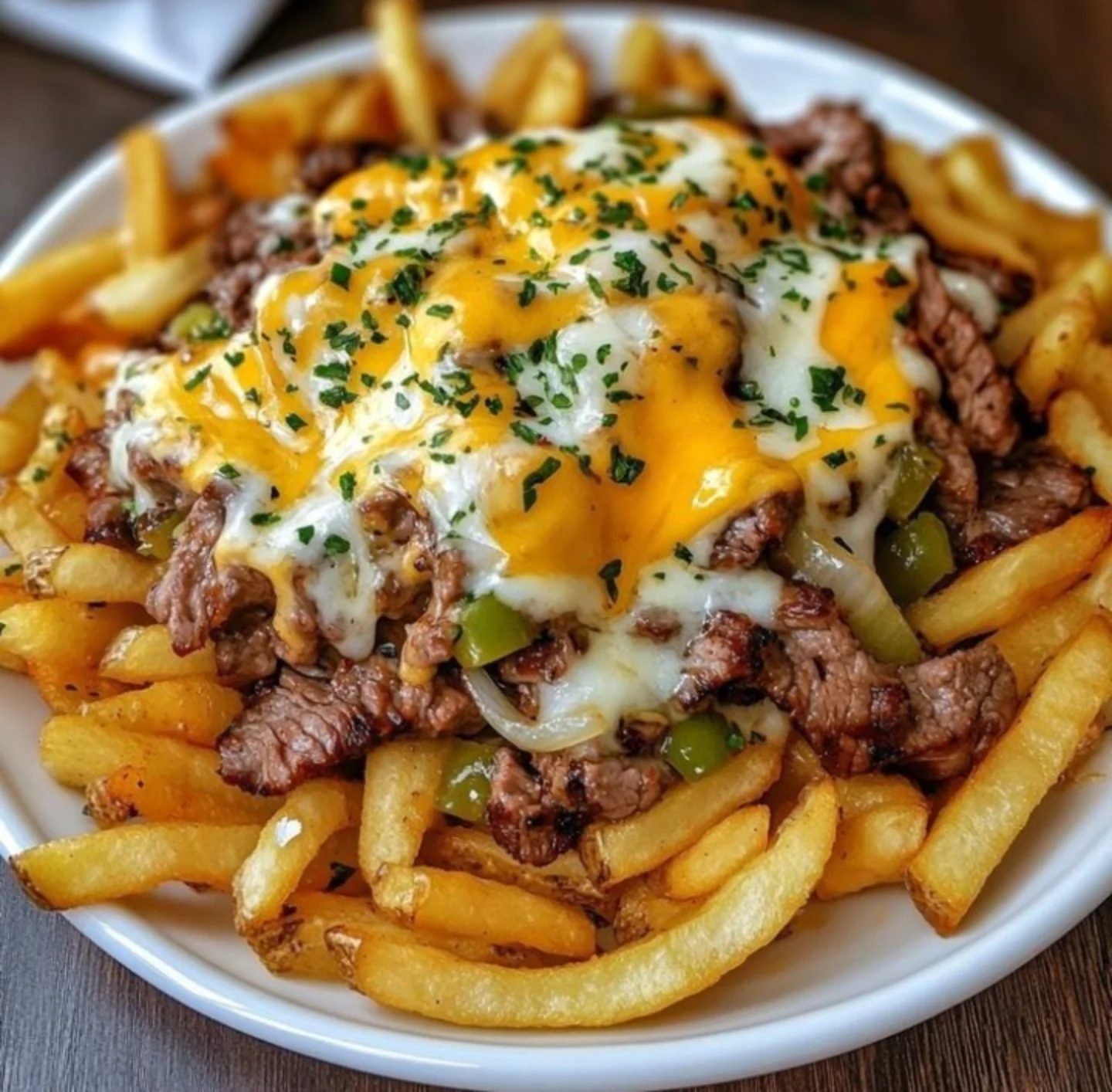 Loaded Philly Cheesesteak Fries recipe 