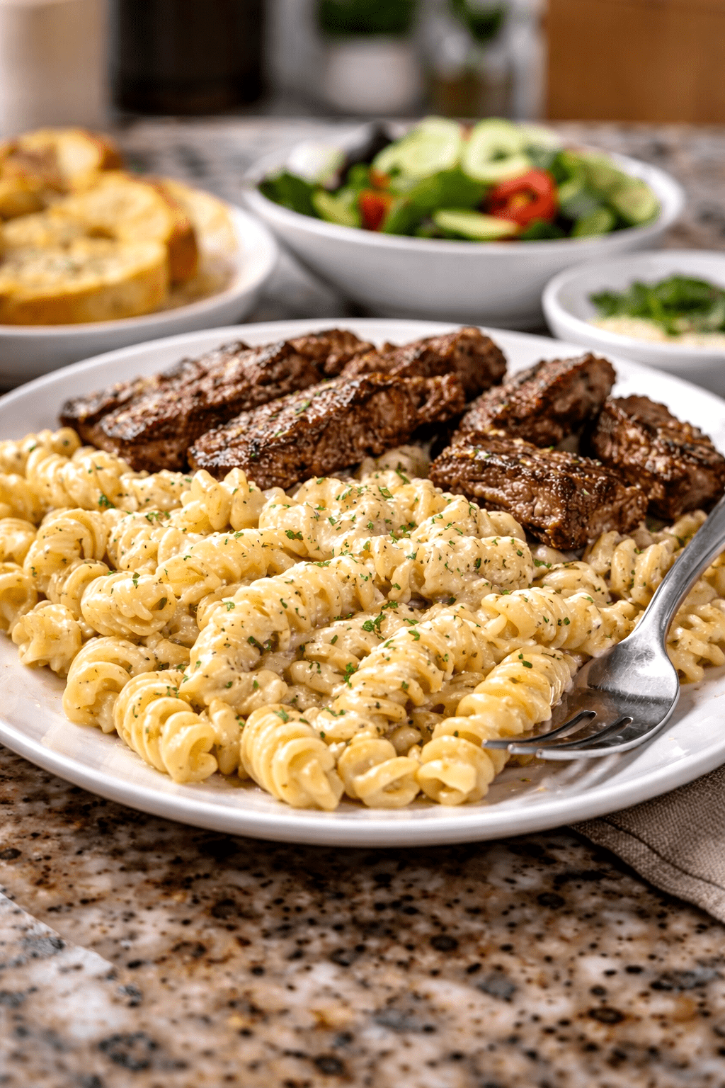 How to prepare Garlic Parmesan Steak Pasta
