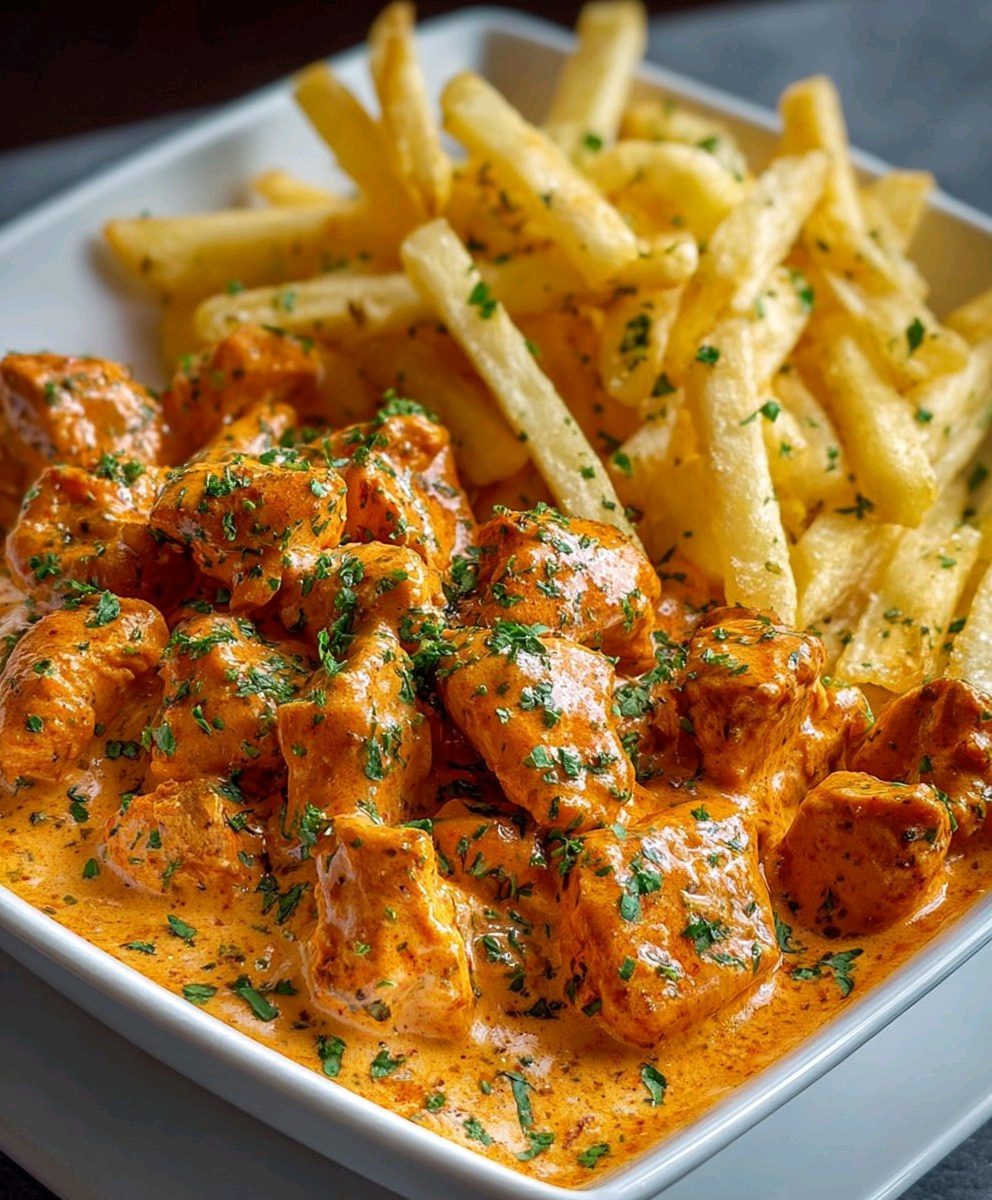 Creamy Paprika Chicken with Fries recipe 