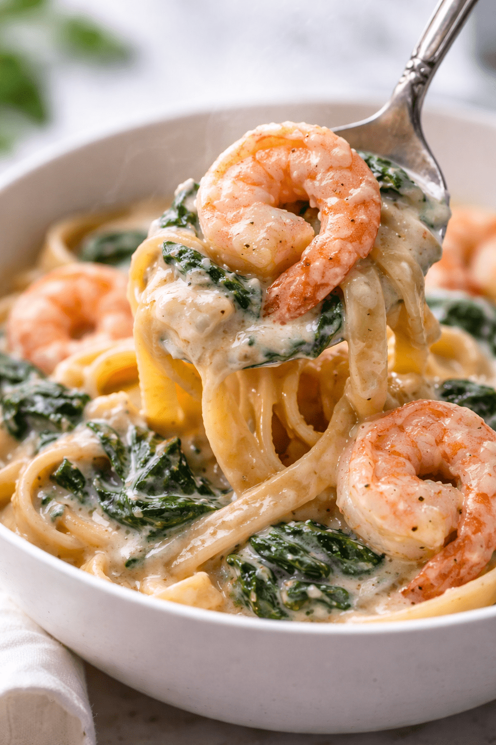 One Pot Shrimp and Spinach Pasta recipe 